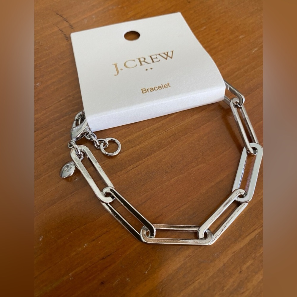 J.Crew Paper Clip Link Bracelet Silver Color 3" Diameter